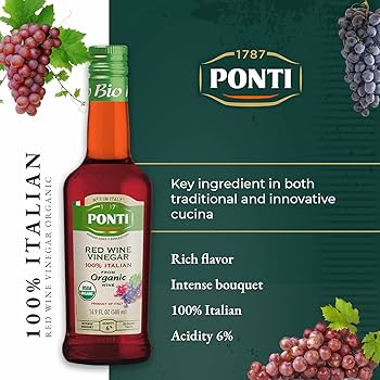 Ponti 100% Italian Red Wine Vinegar Organic 16.9 Fl Oz