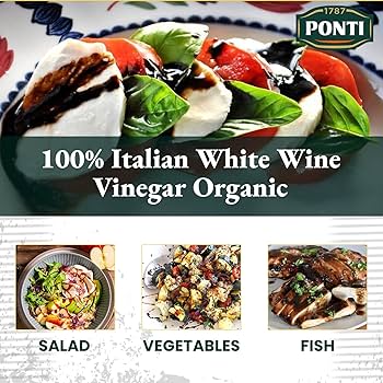 Ponti 100% Italian White Wine Vinegar Organic 16.9 Fl Oz