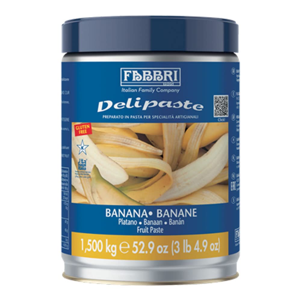 Fabbri Delipaste Banana, Flavoring Compound for Gelato, Ice Cream, Soft Serve, Pastry and Confectionary - 1 Tin of 3.3 lb