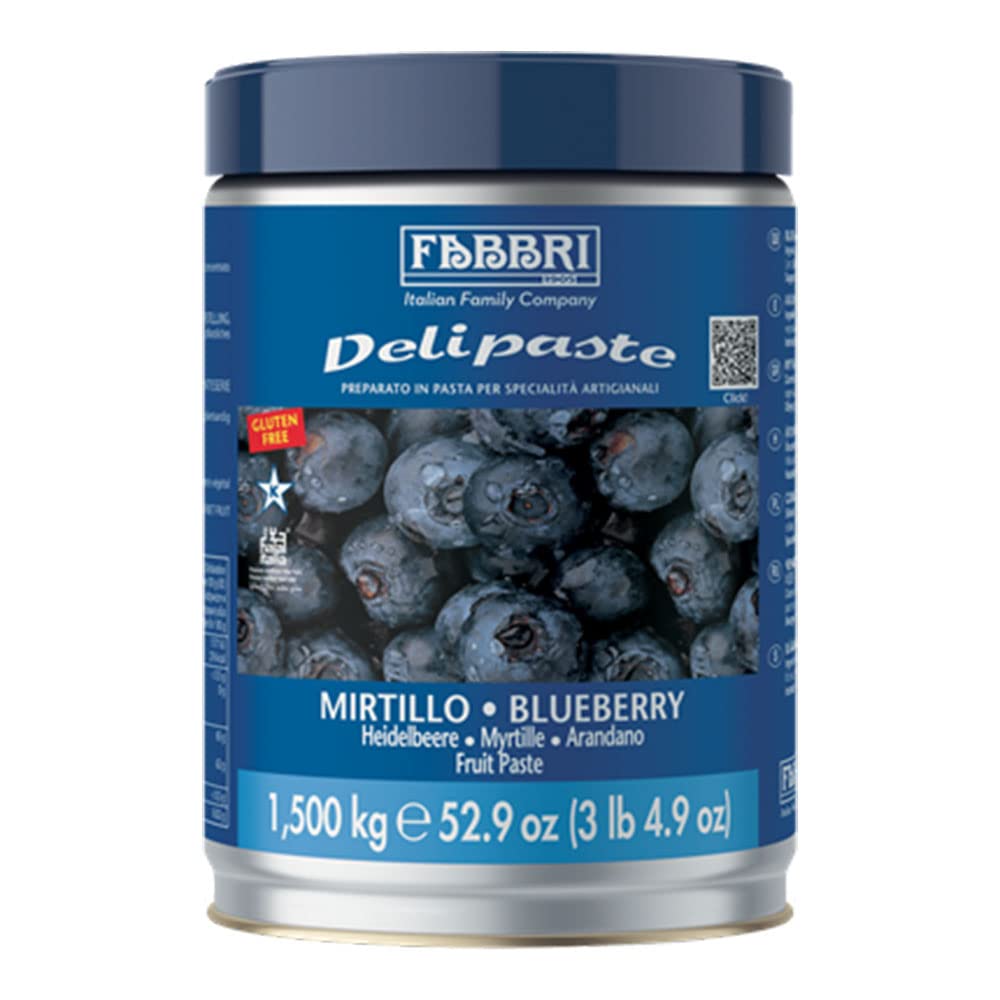 Fabbri Delipaste Blueberry, Flavoring Compound for Gelato, Ice Cream, Soft Serve, Pastry and Confectionary - 1 Tin of 3.3 lb
