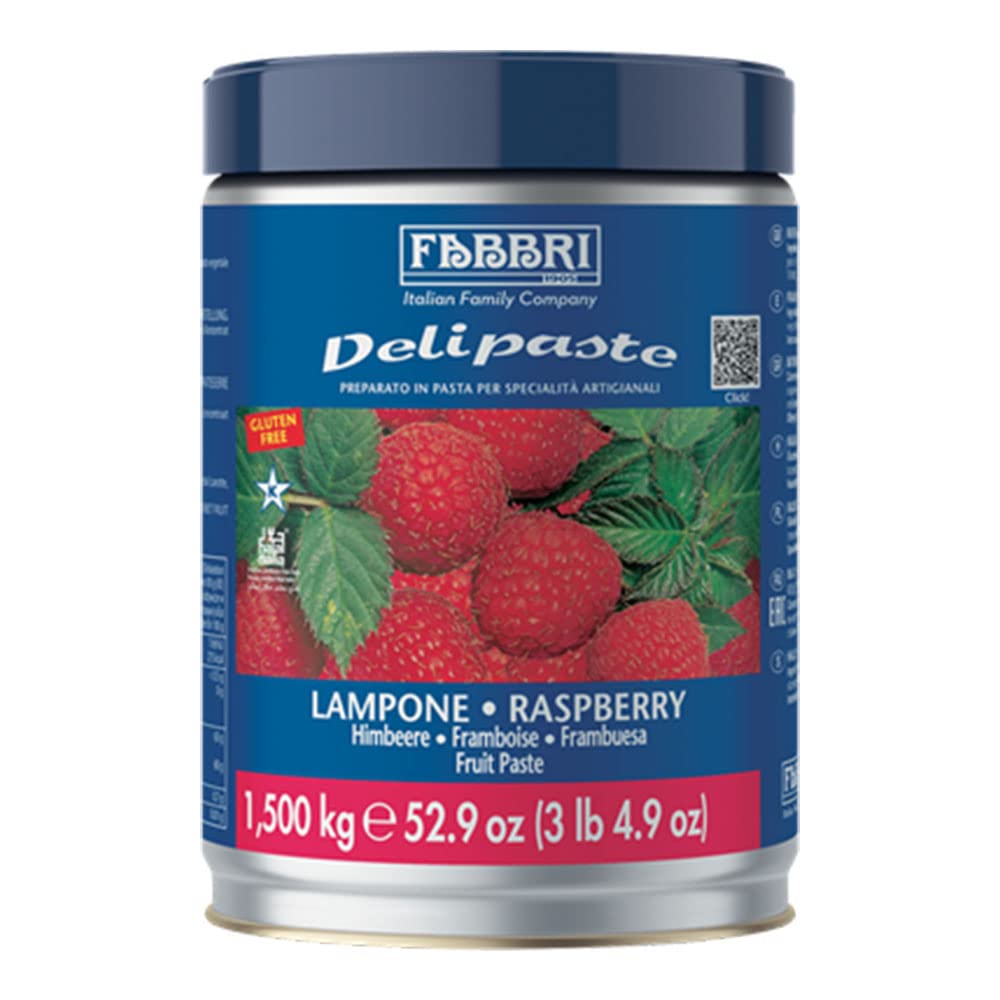 Fabbri Delipaste Raspberry, Flavoring Compound for Gelato, Ice Cream, Soft Serve, Pastry and Confectionary - 1 Tin of 3.3 lb
