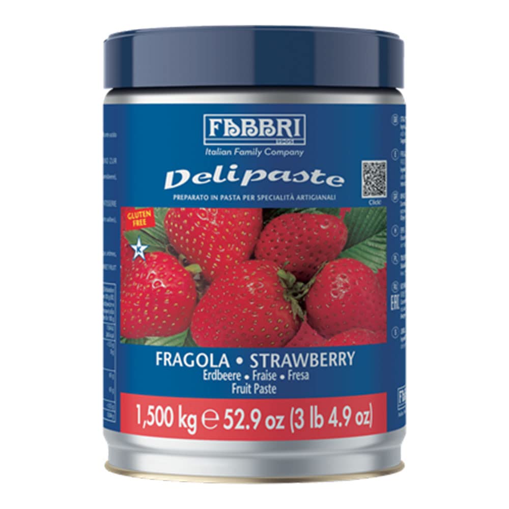 Fabbri Delipaste Strawberry, Flavoring Compound for Gelato, Ice Cream, Soft Serve, Pastry and Confectionary - 1 Tin of 3.3 lb