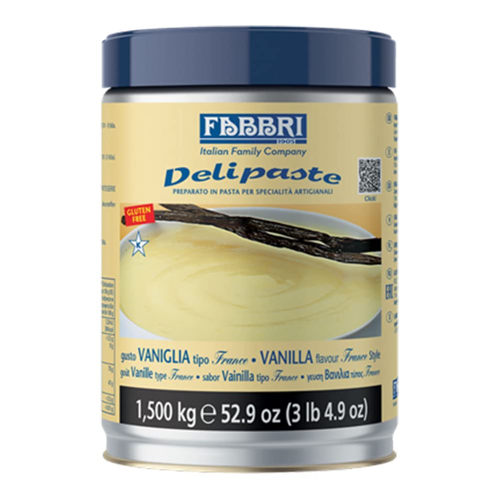 Fabbri Delipaste Vanilla France, Flavoring Compound for Gelato, Ice Cream, Soft Serve, Pastry and Confectionary - 1 Tin of 3.3 lb