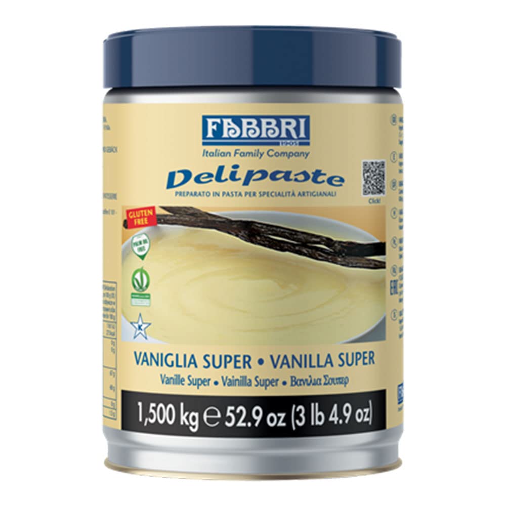 Fabbri Delipaste Vanilla Super, Flavoring Compound for Gelato, Ice Cream, Soft Serve, Pastry and Confectionary - 1 Tin of 3.3 lb