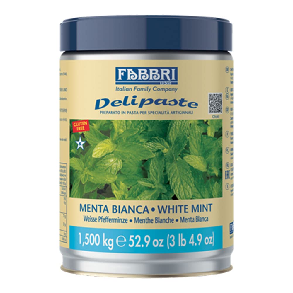 Fabbri Delipaste White Mint, Flavoring Compound for Gelato, Ice Cream, Soft Serve, Pastry and Confectionary - 1 Tin of 3.3 lb