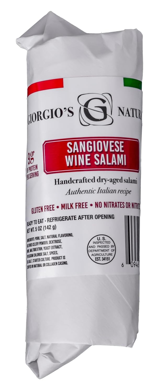 Giorgio's Naturals, Sangiovese Wine Salami 5oz