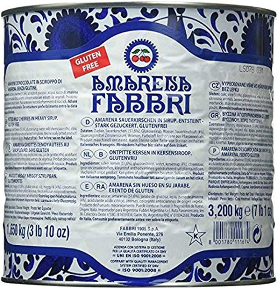 Fabbri Amarena Cherries in Syrup 18/20 - tins 3,2kg (7 lb)