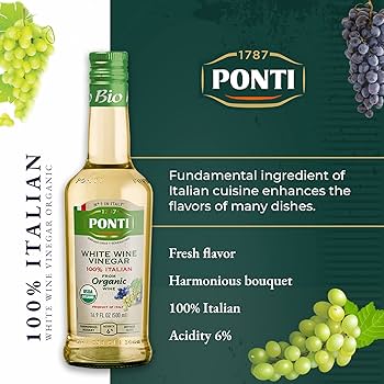 Ponti 100% Italian White Wine Vinegar Organic 16.9 Fl Oz
