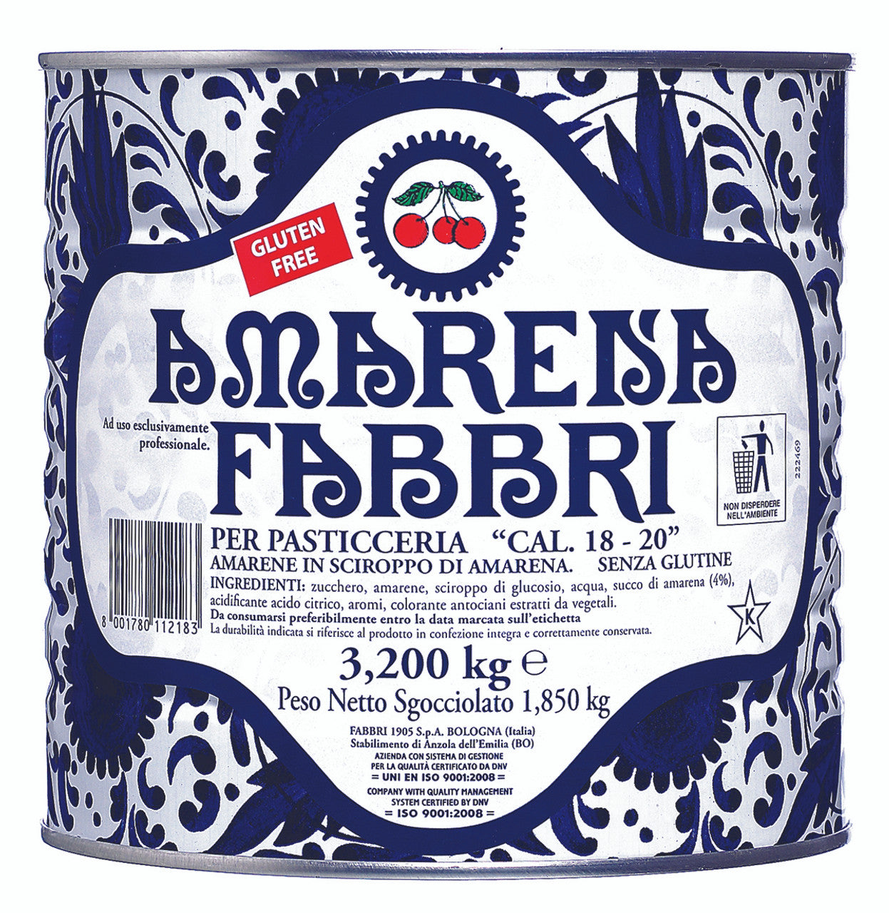Fabbri Amarena Cherries in Syrup 18/20 - tins 3,2kg (7 lb)