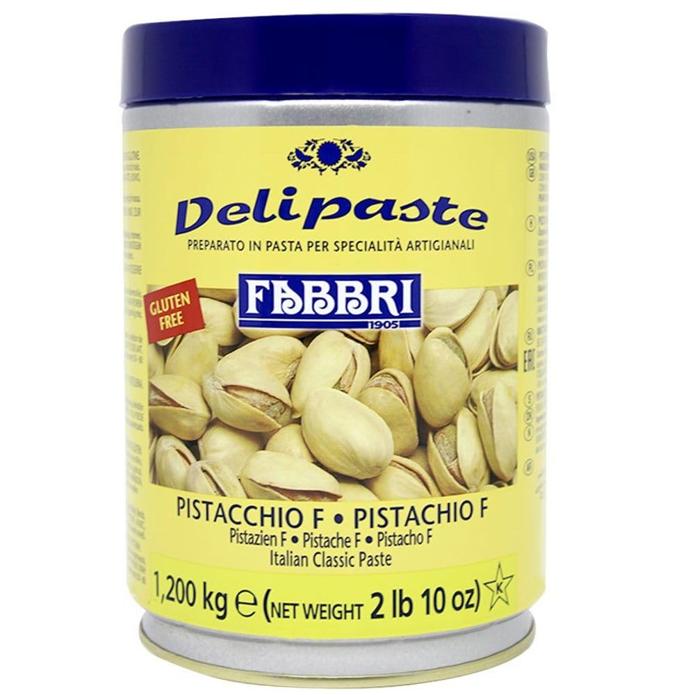 Fabbri Delipaste Pistachio Fine, Flavoring Compound for Gelato, Ice Cream, Soft Serve, Pastry and Confectionary - 1 Tin of 2.6 lb