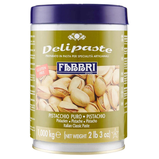 Fabbri Delipaste Pure Pistachio, Flavoring Compound for Gelato, Ice Cream, Soft Serve, Pastry and Confectionary - 1 Tin of 2.2 lb