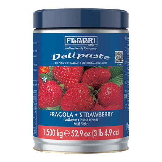 Fabbri Delipaste Strawberry, Flavoring Compound for Gelato, Ice Cream, Soft Serve, Pastry and Confectionary - 1 Tin of 3.3 lb