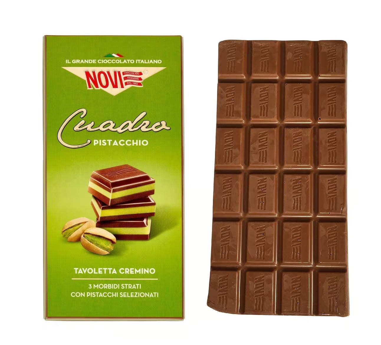 Cioccolato Novi Cuadro Pistachio Chocolate Bar